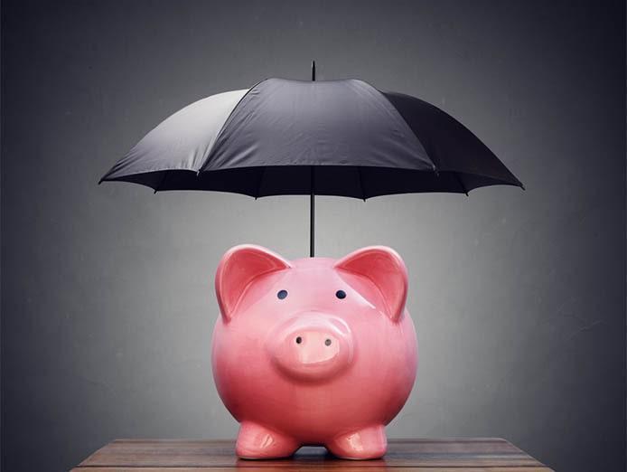 CIC Insurance piggy bank with open umbrella