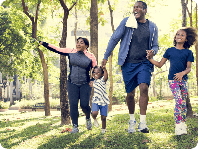 family on a run